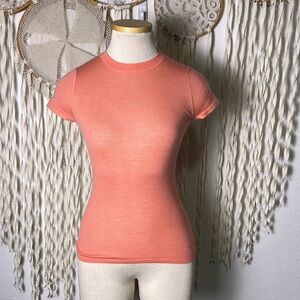 Sutton Studio Soft Coral Short Sleeve Cashmere Sweater XS